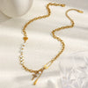 Wholesale Women's Light Luxury Geometric Stainless Steel Electroplated Tassel Cross Necklace