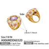 Wholesale Women's Light Luxury Geometric Stainless Steel Enamel Ring Set With 18K Gold Electroplating