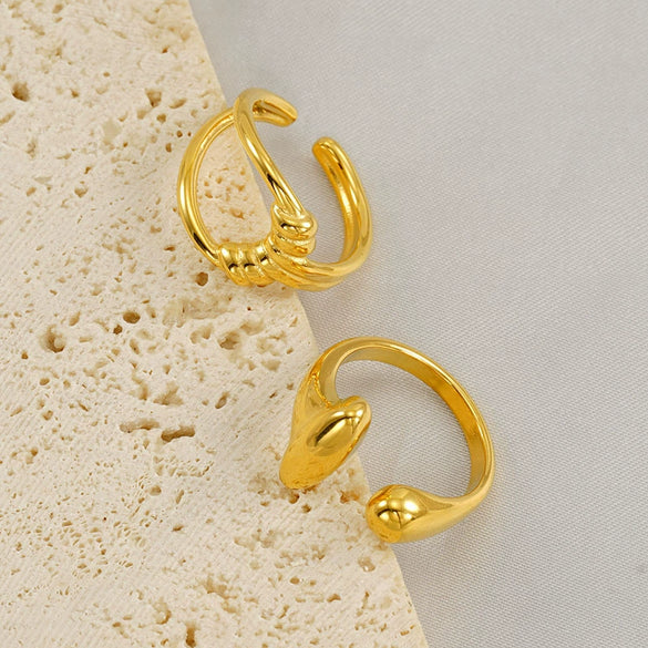 Wholesale Women's Light Luxury Geometric Stainless Steel Exaggerated Ring With Electroplating