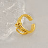Wholesale Women's Light Luxury Geometric Stainless Steel Exaggerated Ring With Electroplating