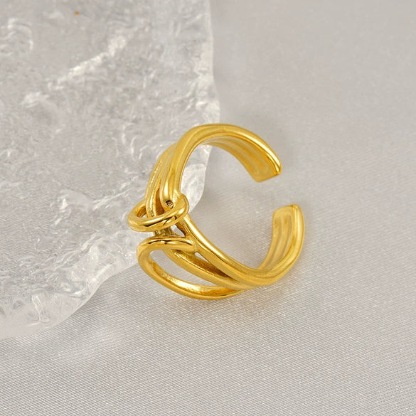 Wholesale Women's Light Luxury Geometric Stainless Steel Exaggerated Ring With Electroplating