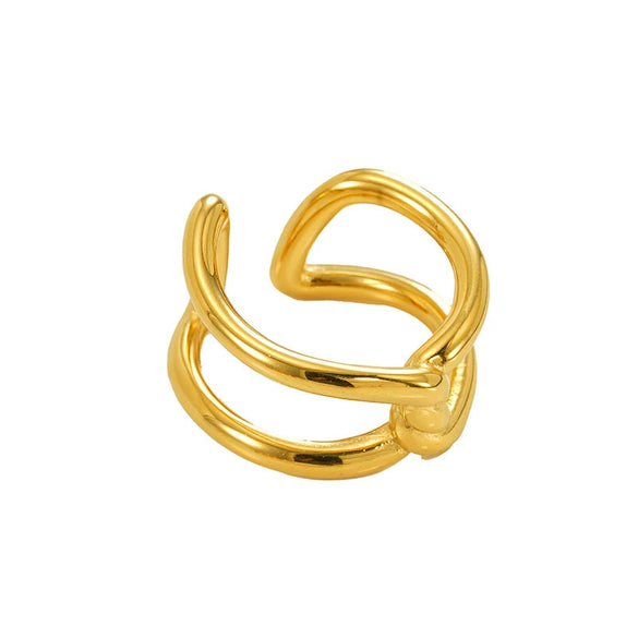 Wholesale Women's Light Luxury Geometric Stainless Steel Exaggerated Ring With Electroplating