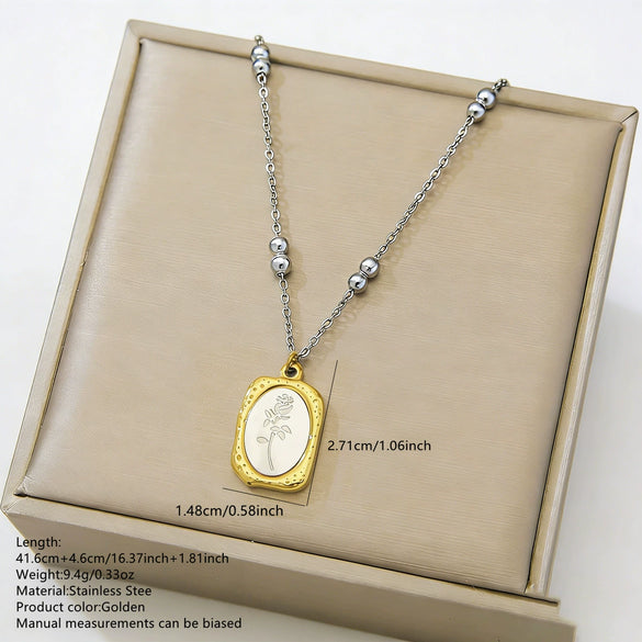 Wholesale Women's Light Luxury Geometric Stainless Steel Flower Oshaped Chain Pendant Necklace With Electroplating Design