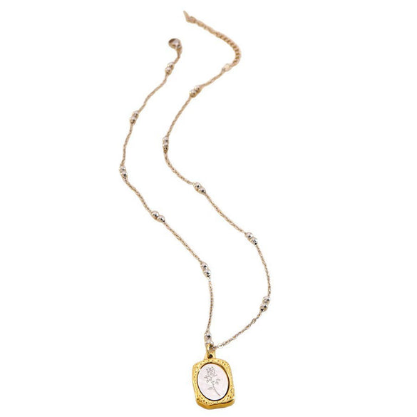 Wholesale Women's Light Luxury Geometric Stainless Steel Flower Oshaped Chain Pendant Necklace With Electroplating Design