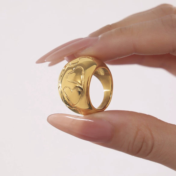 Wholesale Women's Light Luxury Geometric Stainless Steel Gold Plated Finger Ring