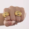 Wholesale Women's Light Luxury Geometric Stainless Steel Gold Plated Finger Ring