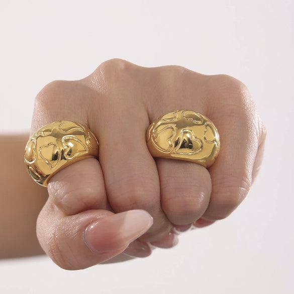 Wholesale Women's Light Luxury Geometric Stainless Steel Gold Plated Finger Ring