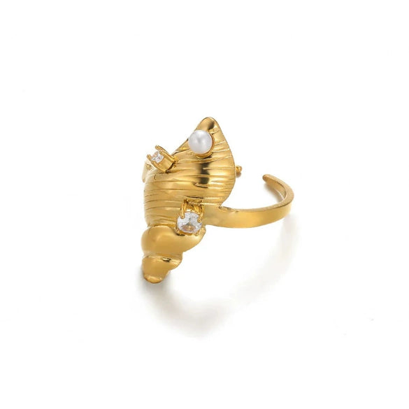 Wholesale Women's Light Luxury Geometric Stainless Steel Goldinlaid Heartshaped And Fruitshaped Hollow Rings