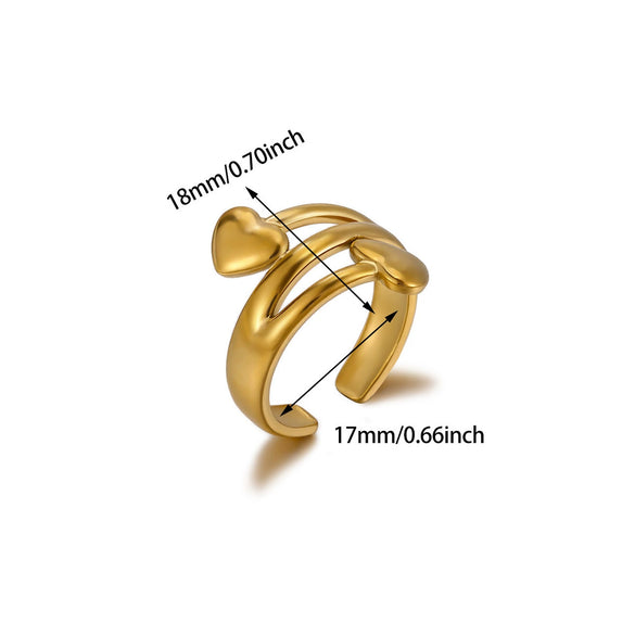 Wholesale Women's Light Luxury Geometric Stainless Steel Goldinlaid Heartshaped And Fruitshaped Hollow Rings