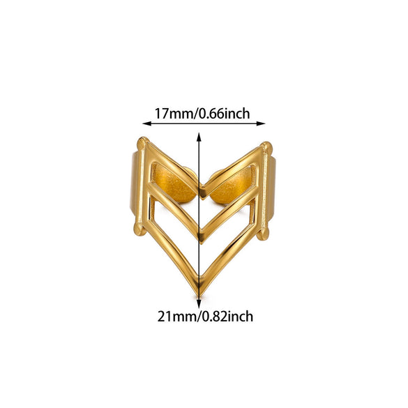 Wholesale Women's Light Luxury Geometric Stainless Steel Goldinlaid Heartshaped And Fruitshaped Hollow Rings