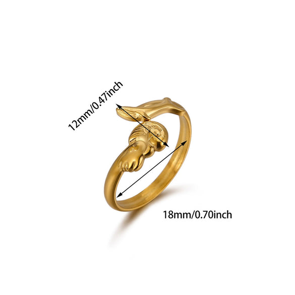 Wholesale Women's Light Luxury Geometric Stainless Steel Goldinlaid Heartshaped And Fruitshaped Hollow Rings