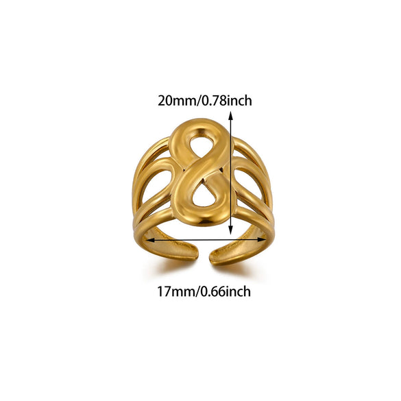 Wholesale Women's Light Luxury Geometric Stainless Steel Goldinlaid Heartshaped And Fruitshaped Hollow Rings