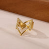 Wholesale Women's Light Luxury Geometric Stainless Steel Goldinlaid Heartshaped And Fruitshaped Hollow Rings