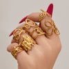Wholesale Women's Light Luxury Geometric Stainless Steel Goldplated Open Ring Set