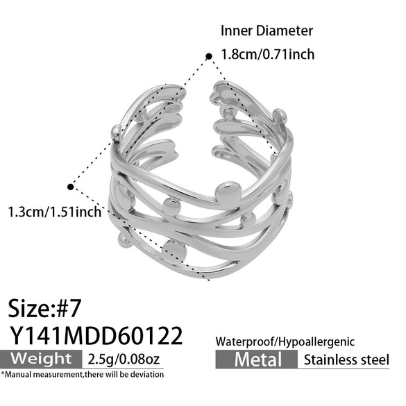 Wholesale Women's Light Luxury Geometric Stainless Steel Goldplated Open Ring Set