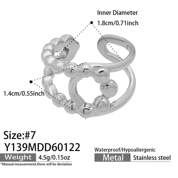 Wholesale Women's Light Luxury Geometric Stainless Steel Goldplated Open Ring Set