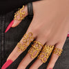 Wholesale Women's Light Luxury Geometric Stainless Steel Goldplated Open Ring Set