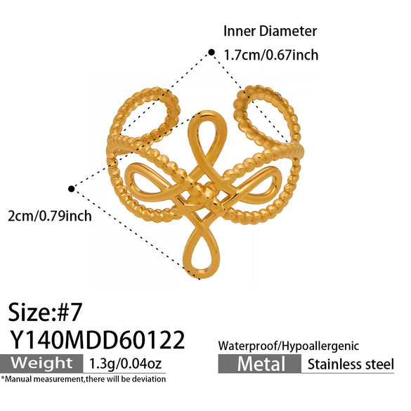 Wholesale Women's Light Luxury Geometric Stainless Steel Goldplated Open Ring Set