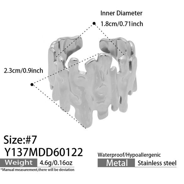 Wholesale Women's Light Luxury Geometric Stainless Steel Goldplated Open Ring Set
