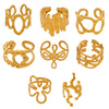 Wholesale Women's Light Luxury Geometric Stainless Steel Goldplated Open Ring Set