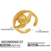 Wholesale Women's Light Luxury Geometric Stainless Steel Goldplated Openended Ring With Lips And Eyes Inlaid With Zircon Accessories
