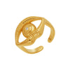 Wholesale Women's Light Luxury Geometric Stainless Steel Goldplated Openended Ring With Lips And Eyes Inlaid With Zircon Accessories