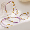 Wholesale Women's Light Luxury Geometric Stainless Steel Handmade Beaded Necklace And Bracelet Set