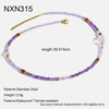 Wholesale Women's Light Luxury Geometric Stainless Steel Handmade Beaded Necklace And Bracelet Set