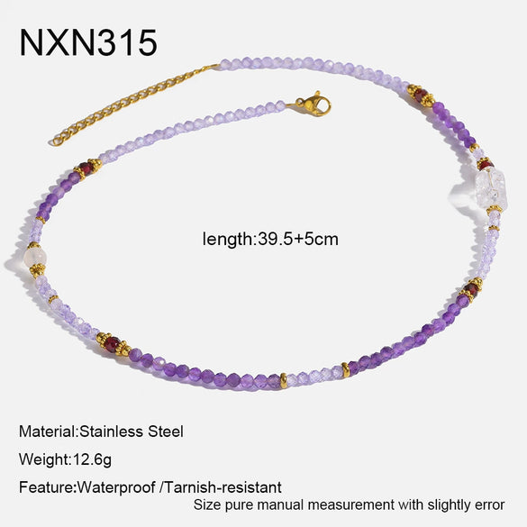 Wholesale Women's Light Luxury Geometric Stainless Steel Handmade Beaded Necklace And Bracelet Set