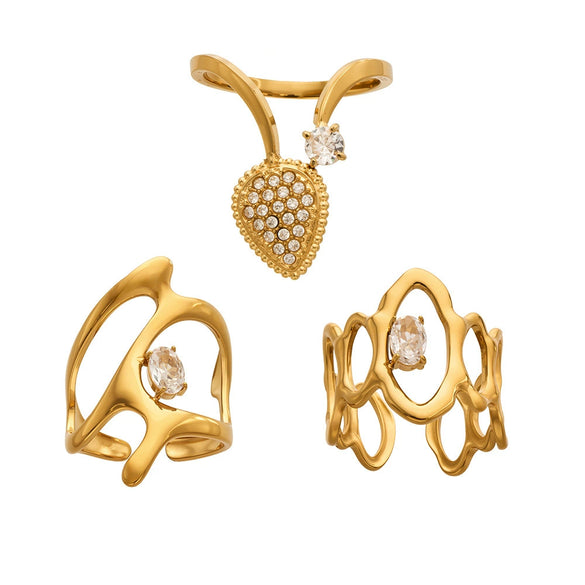 Wholesale Women's Light Luxury Geometric Stainless Steel Jewelry Set With 18K Gold Plated Electroplating