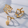 Wholesale Women's Light Luxury Geometric Stainless Steel Jewelry Set With 18K Gold Plated Electroplating