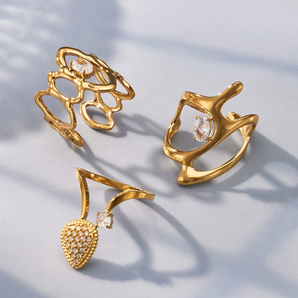 Wholesale Women's Light Luxury Geometric Stainless Steel Jewelry Set With 18K Gold Plated Electroplating