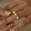Wholesale Women's Light Luxury Geometric Stainless Steel 18K Gold Plated Adjustable Ring