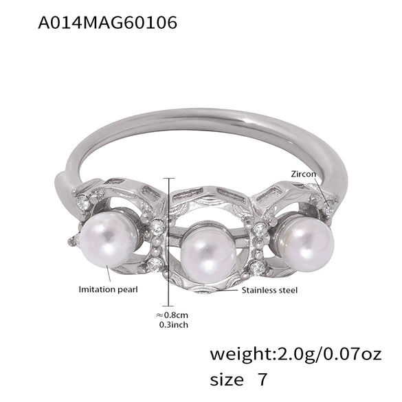 Wholesale Women's Light Luxury Geometric Stainless Steel 18K Gold Plated Adjustable Ring