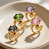 Wholesale Women's Light Luxury Geometric Stainless Steel 18K Gold Plated Colorpreserving Clawset Single Zircon Ring