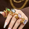 Wholesale Women's Light Luxury Geometric Stainless Steel 18K Gold Plated Colorpreserving Clawset Single Zircon Ring