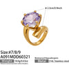 Wholesale Women's Light Luxury Geometric Stainless Steel 18K Gold Plated Colorpreserving Clawset Single Zircon Ring