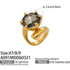 Wholesale Women's Light Luxury Geometric Stainless Steel 18K Gold Plated Colorpreserving Clawset Single Zircon Ring