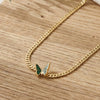 Wholesale Women's Light Luxury Geometric Stainless Steel 18K Gold Plated Enamel Butterfly Necklace