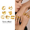 Wholesale Women's Light Luxury Geometric Stainless Steel 18K Gold Plated Ferris Wheel Ring