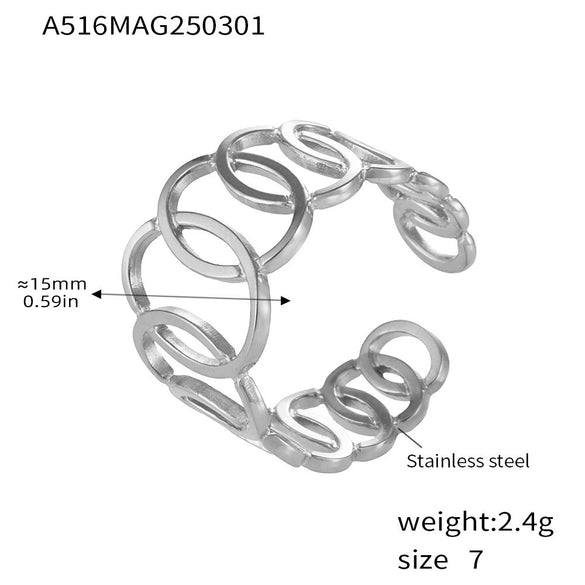 Wholesale Women's Light Luxury Geometric Stainless Steel 18K Gold Plated Ferris Wheel Ring