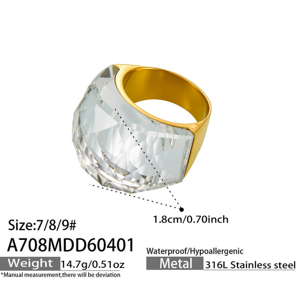 Wholesale Women's Light Luxury Geometric Stainless Steel 18K Gold Plated Index Finger Ring Set Accessories