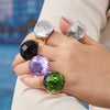 Wholesale Women's Light Luxury Geometric Stainless Steel 18K Gold Plated Index Finger Ring Set Accessories