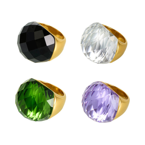 Wholesale Women's Light Luxury Geometric Stainless Steel 18K Gold Plated Index Finger Ring Set Accessories