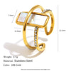 Wholesale Women's Light Luxury Geometric Stainless Steel 18K Gold Plated Open Ring Hand Jewelry