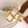 Wholesale Women's Light Luxury Geometric Stainless Steel 18K Gold Plated Open Ring Hand Jewelry