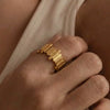Wholesale Women's Light Luxury Geometric Stainless Steel 18K Gold Plated Open Ring