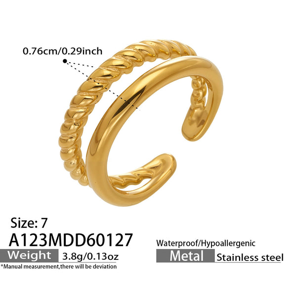 Wholesale Women's Light Luxury Geometric Stainless Steel 18K Gold Plated Open Ring