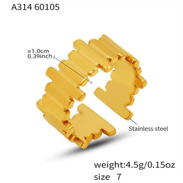 Wholesale Women's Light Luxury Geometric Stainless Steel 18K Gold Plated Open Ring
