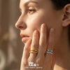 Wholesale Women's Light Luxury Geometric Stainless Steel 18K Gold Plated Open Ring